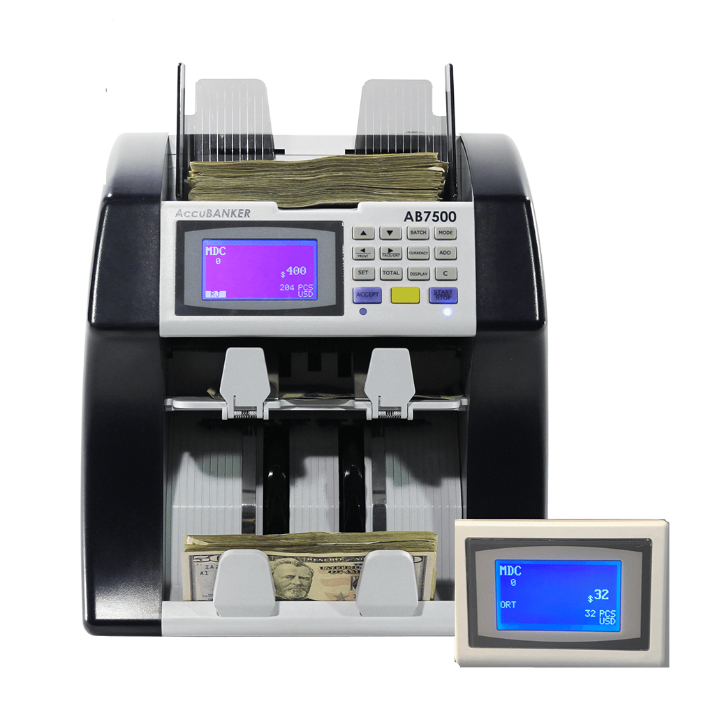 AccuBANKER 7500 front AccuBANKER 7500 – multi-currency, dual pocket mixed bill value counter