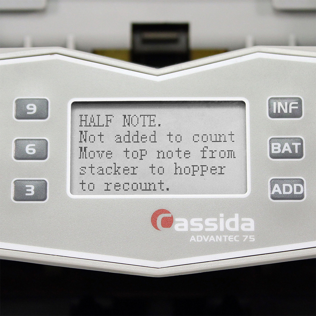 Cassida Advantec 75 – heavy-duty bill counter with counterfeit detection