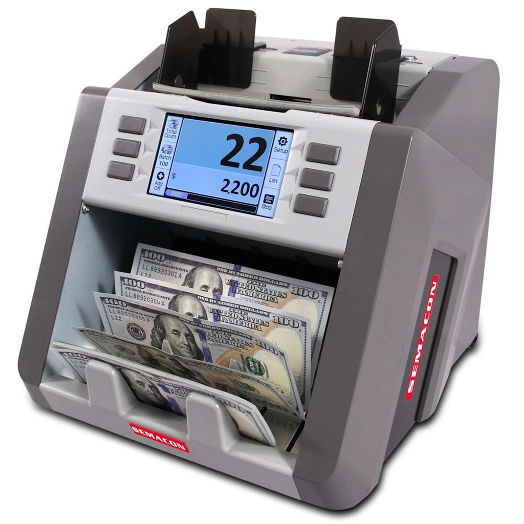 Semacon S-2200 view 2 single-pocket currency discriminator with counterfeit detection