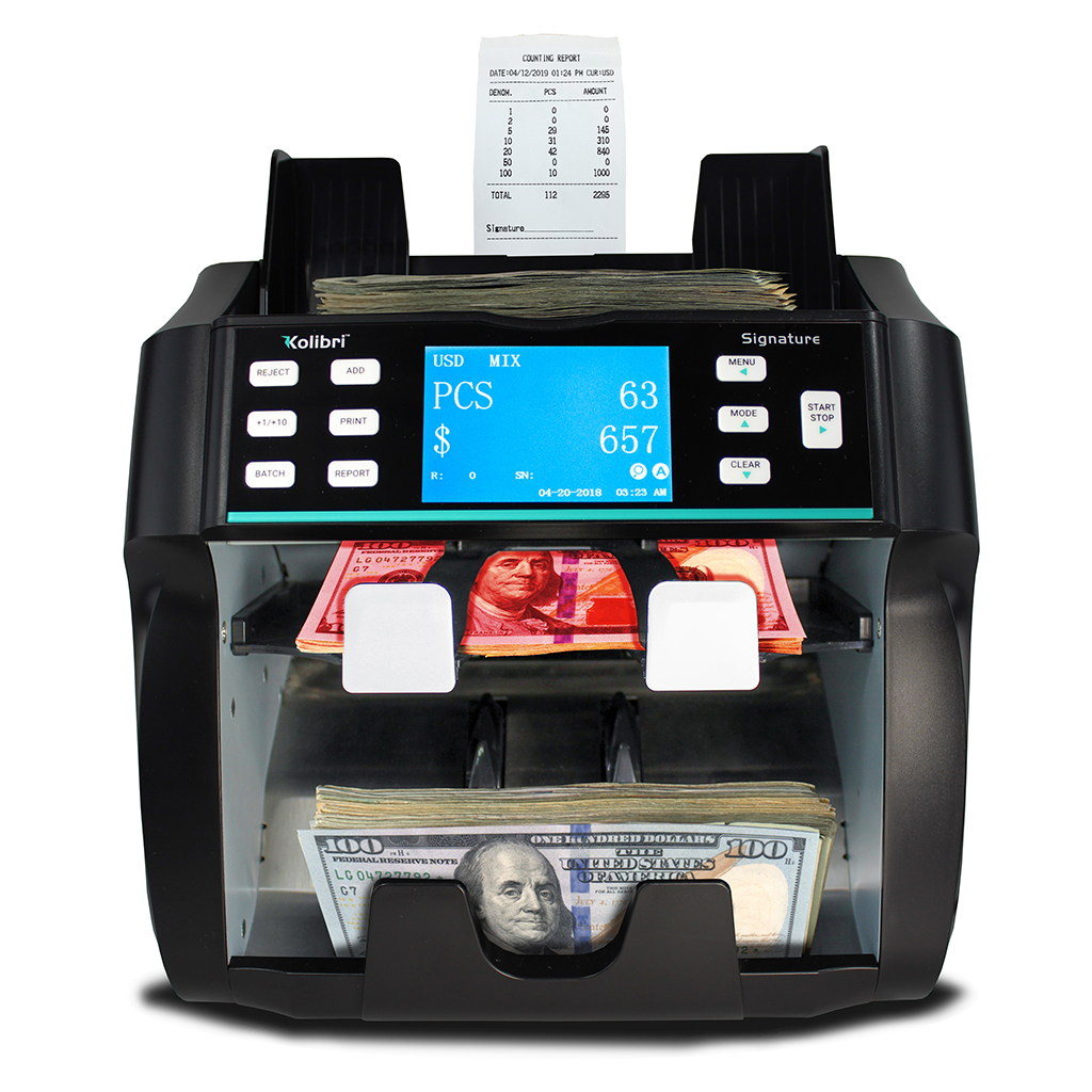Kolibri Signature 1 Kolibri Signature - two-pocket, bank grade mixed bill counter, sorter and reader