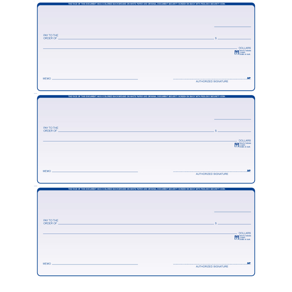 3 Per Page Laser Business Check (Blank) Blank 3 Per Page Laser Business Check