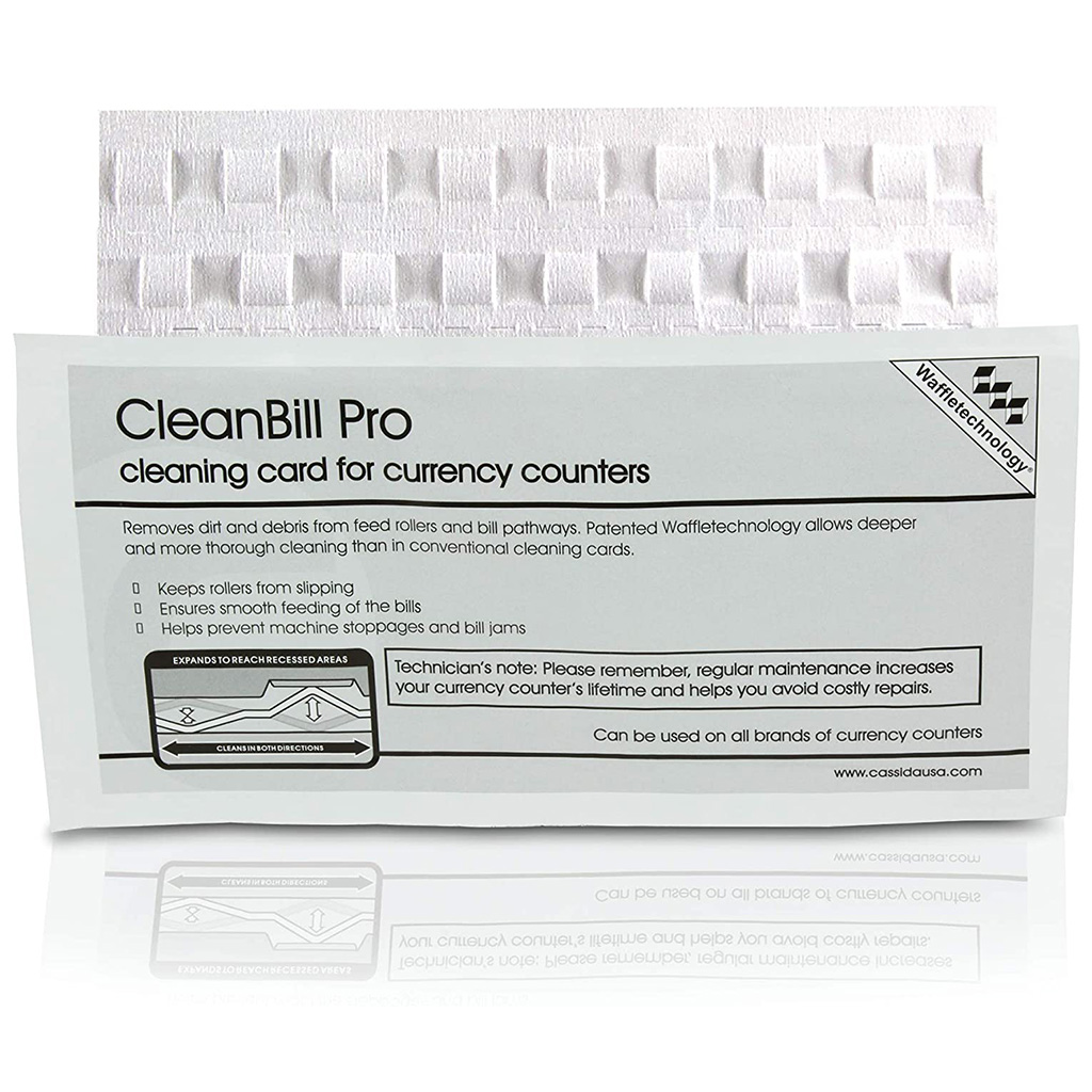 Convenient cleaning kit includes everything you need to keep your Cassida bill counter clean and running at peak performance